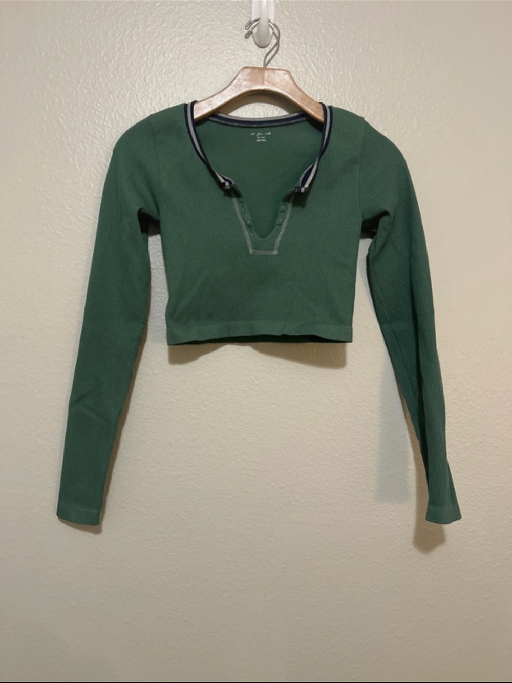 Out from under Cropped Long-Sleeve Ribbed Top - Green